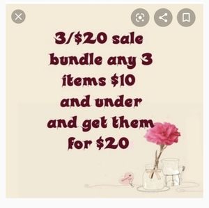 3/$20 any item under $10 item listed 3/$20